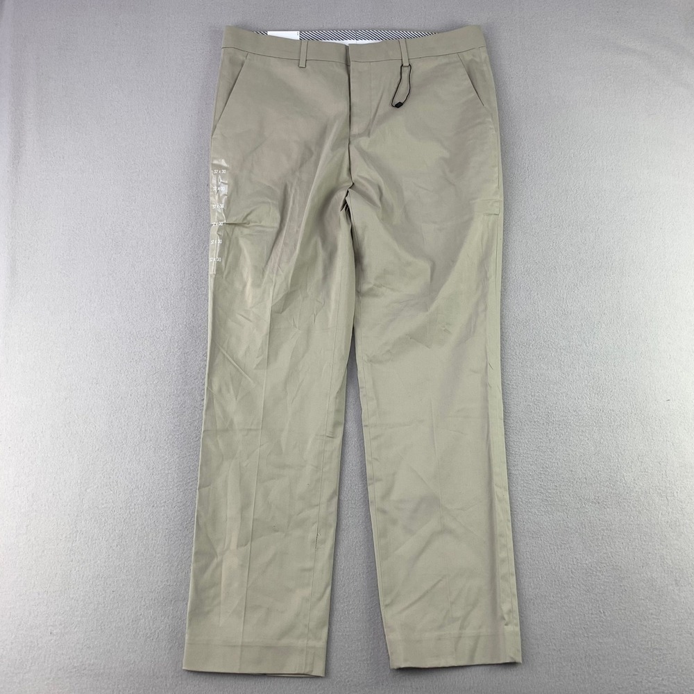 Express Stretch+ Easy Care Pants Mens 32x30 Khaki Slim Chino NWT Office